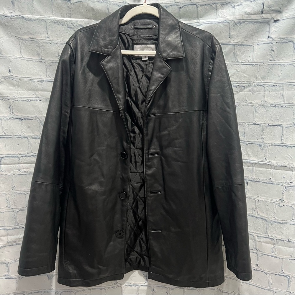 Wilsons Leather Black Trench Coat